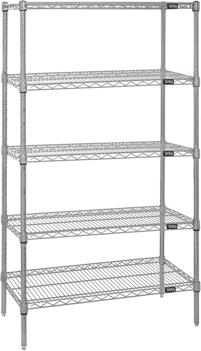 Quantum Storage Systems WR63-2472S-5 Starter Kit Wire Shelves Stainless Steel 5 Shelves 63" H x 72" W x 24" D