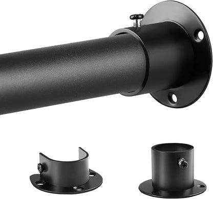 Closet Rod, 17 to 75 Inch Adjustable Closet Rod for Rugged Durability,1.3 Inch Diameter Heavy Duty Closet Rods for Hanging Clothes,Premium Metal Black Closet Poles for Wardrobes