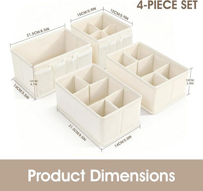 Cosmetic Storage Bins Makeup Organizer, Adjustable Multifunction Storage Box Desk Drawer Divider for Makeup Brushes, Bathroom Countertop or Dresser, Set of 4