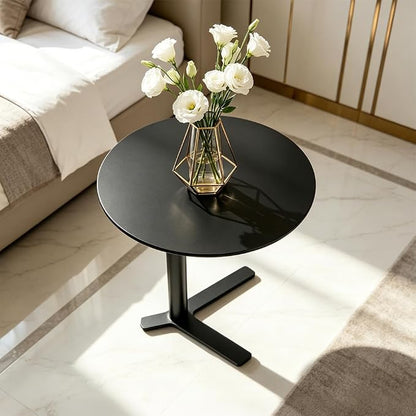 C Shaped End Table Round Side Table Living Room, Unique Aesthetics Simple Coffee Accent Table, Bedside Table Nightstand for Bedroom, Multifunction Metal Small Side Table for Sofa Balcony Couch Patio
