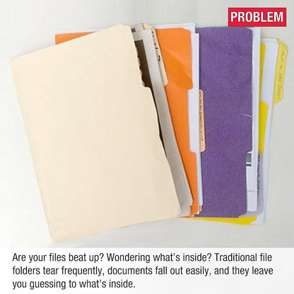 Ultimate Office PocketFile™ Clear Poly Document Folder Project Pockets, 5th-Cut, Letter Size, in 5 Assorted Colors, Set of 50