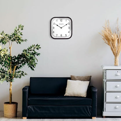 Presentime & Co 10" Anton Vintage Square Clock, Silent No Ticking, Wall & Mantel 2 in 1, Desk and Shelf Clock, Tabletop Décor, Oil Rubbed Bronze Color.