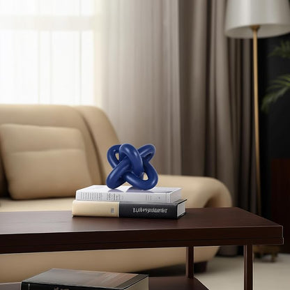 DOVDOV Blue Knot Sculpture, Three Knot Sculptures, Blue Home Decor Accents, Knot Sculptures for Rustic-Style Coffee Tables, Living Room Dining Tables, Entrance Hall Shelves, and Small Decorations.