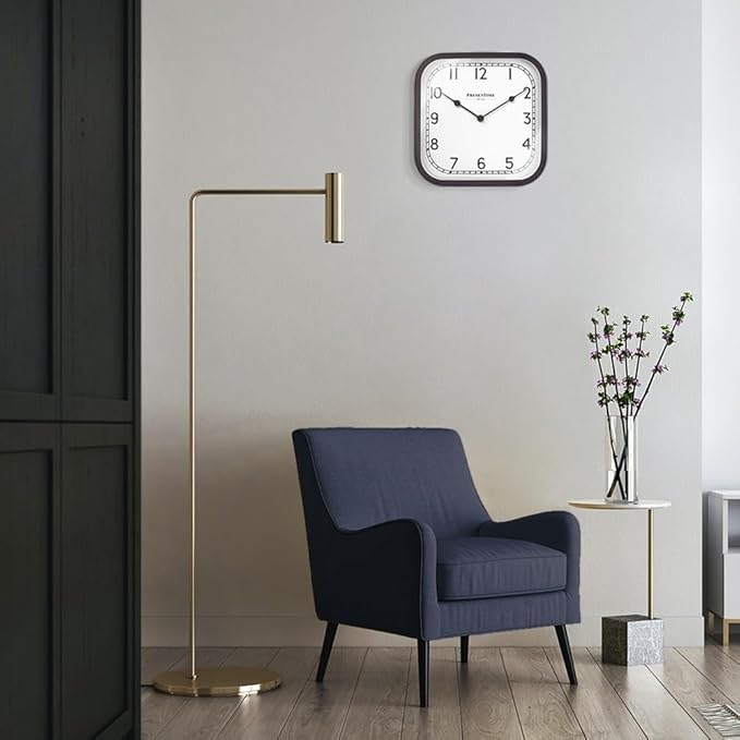 Presentime & Co 10" Anton Vintage Square Clock, Silent No Ticking, Wall & Mantel 2 in 1, Desk and Shelf Clock, Tabletop Décor, Oil Rubbed Bronze Color.