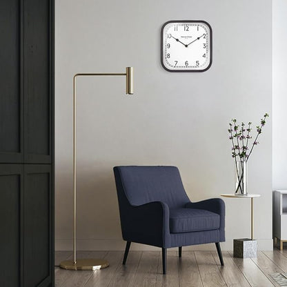 Presentime & Co 10" Anton Vintage Square Clock, Silent No Ticking, Wall & Mantel 2 in 1, Desk and Shelf Clock, Tabletop Décor, Oil Rubbed Bronze Color.