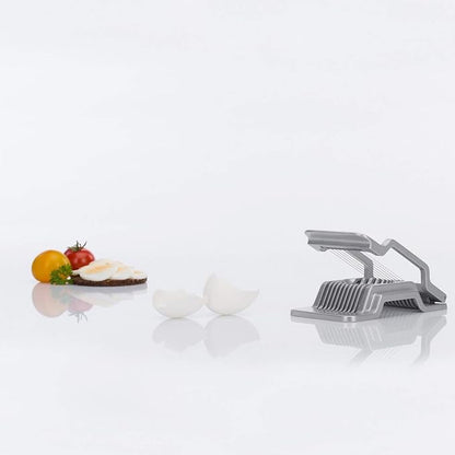 Westmark Egg Slicer Justus for Hard Boiled Eggs with Individually Tensioned Stainless Steel Wire Cutters, German Heavy Duty Aluminium Slicer for Round & Oval Eggs, Dishwasher Safe, Grey