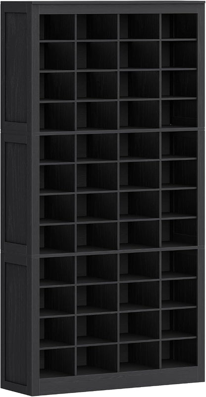 Hzuaneri Shoe Storage Cabinet, 48 Pairs Free Standing Closet Organizer, 9 inch Widened Cell Wood Shoe Organizer, 12 Tiers Vertical Space Saving Shoe Rack for Entryway, Cloakroom, Black SR39604X