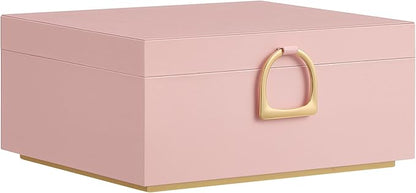 SONGMICS 2-Layer Jewelry Box, Jewelry Organizer with Handle, Removable Jewelry Tray, Jewelry Storage, Floating Effect, 8.1 x 9.4 x 4.3 Inches, Gift Idea, Jelly Pink UJBC165R01