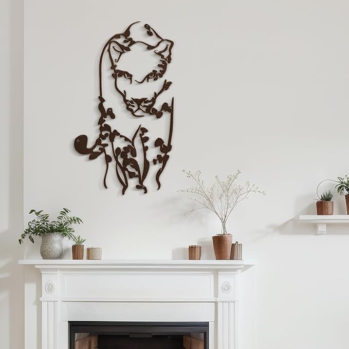 SIGNLEADER Metal Wall Art Decor Leopard Minimalist Modern Abstract Wall Sculpture Hangings Home Decoration for Living Room, Bedroom, Bathroom, Kitchen, Outdoor - 18" Bronze