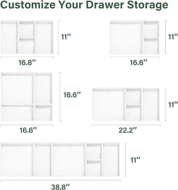 Kootek 16 Pack Drawer Organizer Clothes, Dresser Drawer Organizers for Clothing Fabric Foldable Closet Organizers and Storage Bins for Baby Clothes, Nursery, Underwear, Bras, Socks