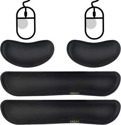 VAGAU Premium Keyboard Wrist Rest and Mouse Pad Wrist Support, Ergonomic Memory Foam Set for Office, Laptop, Mac, Computer and Gaming, Comfortable Typing &Wrist Pain Relief (2 Pack)
