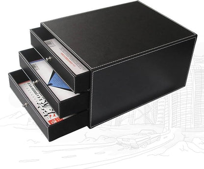 KINGFOM Office Desk Organizer Set 6 PCS Office Supply Synthetic Leather Desk Set Including Desk Organizer, Mouse Pad, File Cabinet, Document Holder, Crystal Holder and Tissue Box Holder (T02H)