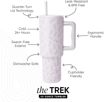 Simple Modern Easter 40 oz Trek Tumbler with Handle and Straw Lid | Cup Holder Friendly Insulated Stainless Steel Travel Mug | Easter Bunnies