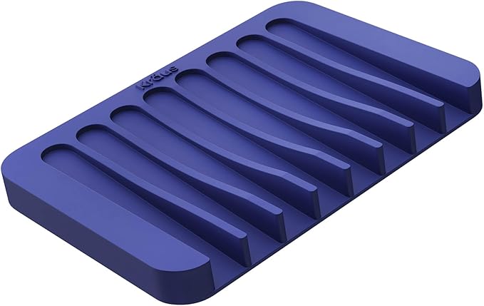 KRAUS Multipurpose Self-Draining Silicone Soap Dish/Sponge Holder for Bathroom or Kitchen Counter in Dark Blue, KDM-05DB