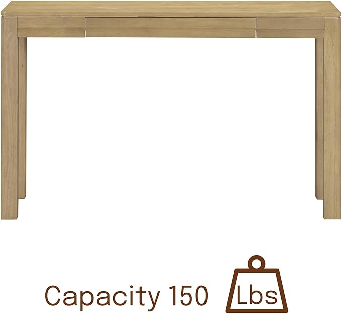 NTC Flow 47-Inch Console Table, Modern Solid Wood Entryway Table with Hidden Drawer, Waterproof & Heat Resistant, Narrow Table for Hallway, Living Room & Foyer, Sand