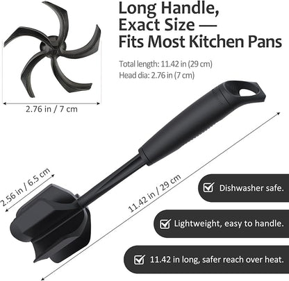 Ourokhome Meat Chopper and Potato Masher, Heat Resistant Nylon Ground Beef Smasher for Hamburger, 5 Curved Blades Nonstick Mixer & Stirrer, Practical Kitchen Gadgets, Black