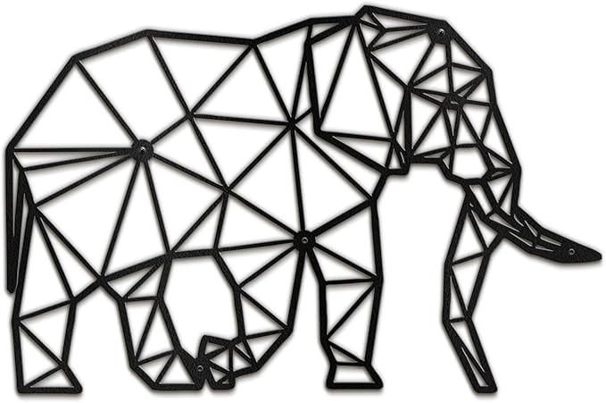 SIGNLEADER Metal Wall Art Decor Pregnant Elephant Modern Abstract Wall Sculpture Hangings Home Decoration for Living Room, Bedroom, Bathroom, Kitchen, Outdoor - 36" Black