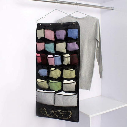 Oxford Hanging Closet Organizer for Underwear, Stocking, Bra and Sock, Dual-Sided Space Saving Storage Holder with 42 Pockets