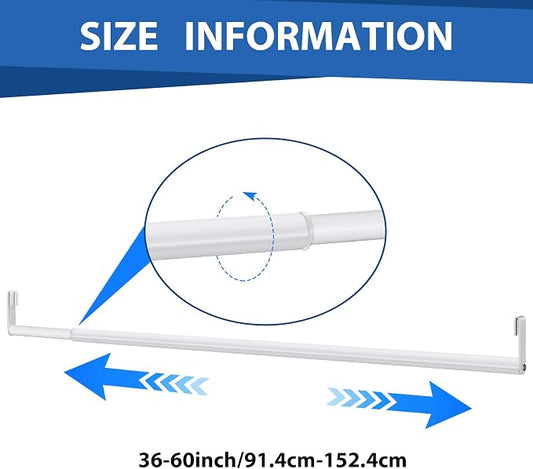Threehoney Expandable Closet Rod for Wire Shelf Hanging Clothes Adjustable Heavy Duty Closet Hanging Rod Extender Heavy Duty Hanger Bar Metal Poles for Wardrobes Hanger, 1 Pack(36-60 Inch,White)