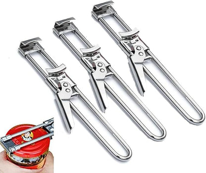 3PCS Master Jar & Bottle Opener, Adjustable Multifunctional Stainless Steel Can Opener Jar Lid Gripper, Manual,Kitchen Accessories（Silver）