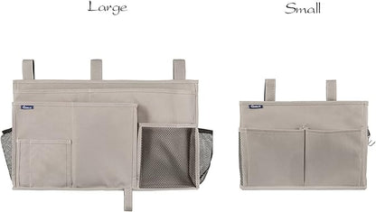 Surblue Bedside Caddy Hanging Bed Organizer Storage Bag Pocket for Bunk and Hospital Beds, College Dorm Rooms Baby Bed Rails,Camp 4 Pockets and 2 Hooks (Gray)