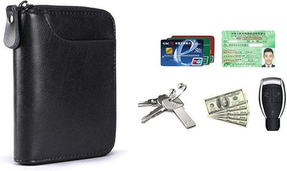 BAKUN Large Zipper Leather Car Key Case, Key Holder Key Organizer Wallet, With 16 Hooks(Brown)