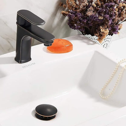 Bathroom Sink Drain, Vessel Sink Pop Up Drain with Detachable Basket Stopper,Anti-Explosion and Anti-Clogging Drain Strainer, Sink Drain Assembly Without Overflow Oil Rubbed Bronze, REGALMIX RWF082C