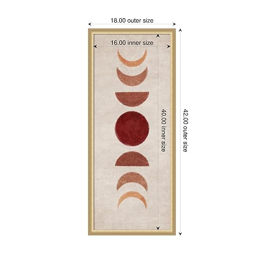 Amanti Art Framed Fabric Pinboard 18 x 42, Bej Moon Phases by Emel Tunaboylu Printed Casual Bulletin Board for Use as a Vision Board or Wall Organization, Florence Gold Frame