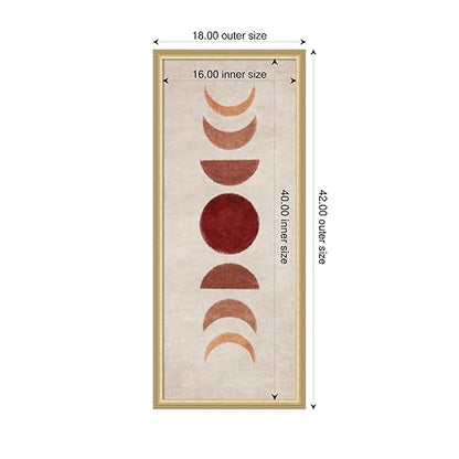 Amanti Art Framed Fabric Pinboard 18 x 42, Bej Moon Phases by Emel Tunaboylu Printed Casual Bulletin Board for Use as a Vision Board or Wall Organization, Florence Gold Frame