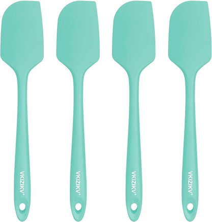 4 Pcs Silicone Spatula Set, 11.4 In, 600°F Heat Resistant Rubber Spatulas for Baking, Cooking & Mixing, Flexible and Non-Stick Kitchen Utensils, Seamless & Dishwasher Safe (Green)