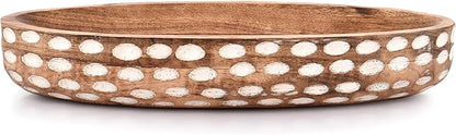 NIRMAN Mango Wood Decorative Bowl for Table Centerpiece Dining Living Room Home Kitchen Décor (14" x 6" x 2.3")