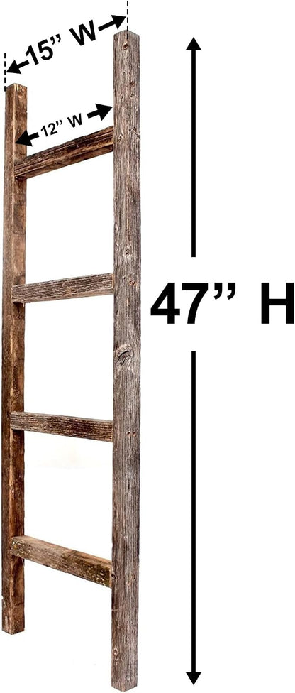 BarnwoodUSA Rustic Farmhouse Decorative Ladder - Our 47 inch Ladder can be Mounted Horizontally or Vertically and is Crafted from Upcycled Wood | No Assembly Required | Weathered Gray