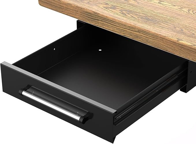 UNITEDPOWER Under Desk Drawer Storage, Pull-Out Office Hidden Counter Drawer, Metal Sliding Organizer Mount Below Table, Optional Bracket Height, Black
