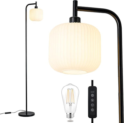 MAYNA Glass Floor lamp Living Room, Modern Vertical lamp, Remote Control Switch with Glass lampshade, 67-inch high lamp Suitable for Bedroom and Study (2700K LED Bulb Included)