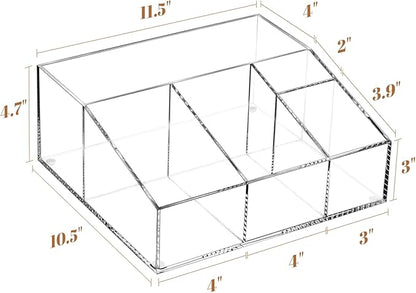 BEYGORM Acrylic Coffee Bar Station Organizer for Countertop,Office Breakroom Clear Snack Tea Storage Accessories Holder for Kcup Pod Condiment Cup Sugar Creamer Syrup, Coffee Gift for Coffee Lovers