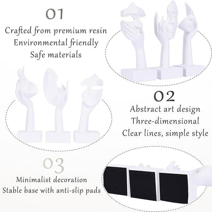 oliruim 3 Pcs Thinker Large Statue Set - White Art Abstract Home Accent Figurines for Living Room, Bedroom, Shelves, Office Desktop, Coffee Table Decor, Gift for Women (3 Pcs White, 9")