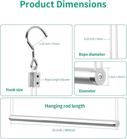 BaiNong Adjustable Closet Hanging Rod Heavy Duty 32'' Silver (Silver, 32 Inch)