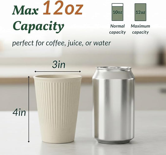 Homienly Drinking Glasses Wheat Straw cups,Unbreakable Alternative to 12oz Plastic Cups,Stackable and Lightweight Cups for Juice,Iced coffee-Colorful