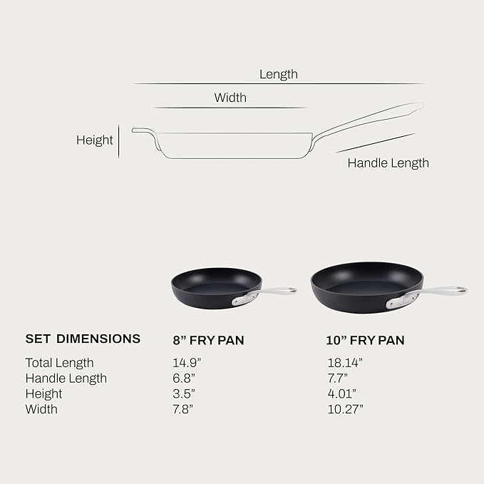 All-Clad HA1 Expert Hard Anodized Nonstick Fry Pan 2 Piece Set, 8" & 10" Induction, Oven Safe 500F, Kitchen Frying Pans, Skillets, Ergonomic Handle, Premium Cookware, Dishwasher Safe, Black