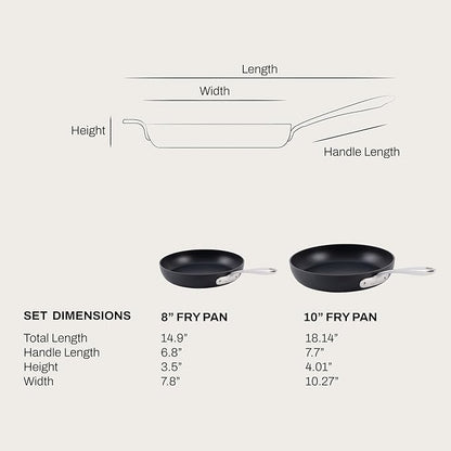 All-Clad HA1 Expert Hard Anodized Nonstick Fry Pan 2 Piece Set, 8" & 10" Induction, Oven Safe 500F, Kitchen Frying Pans, Skillets, Ergonomic Handle, Premium Cookware, Dishwasher Safe, Black