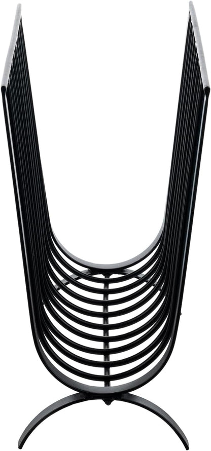 MyGift Matte Black Metal Magazine Rack, Deluxe Mid Century Wire Magazine Rack, Tabletop or Floor Standing Sling Basket for Magazines and Newspapers
