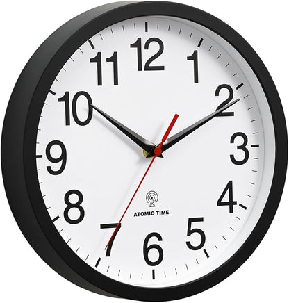 Rohioue Atomic Wall Clock, Modern 10 Inch Battery Operated Wall Clocks, Analog Clock for Living Room, Office, Home, Bedroom, Kitchen, Bathroom(Black)