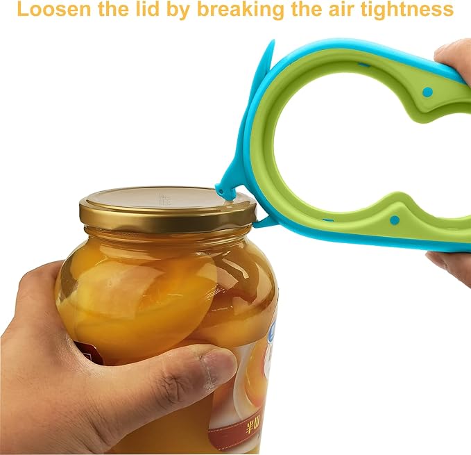 Otstar Jar Opener Bottle Opener and Can Opener for Weak hands, Seniors with Arthritis and Anyone with Low Strength, Mutil Jar Opener Get Lids Off Easily (Blue)