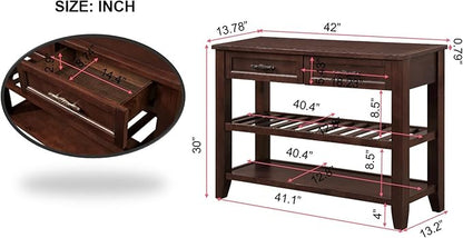 LKTART Solid Wood Console Table Sofa Tables with Drawers and Shelves Small Entryway Table for Living Room,Decorative,Foyer(42" Espresso)