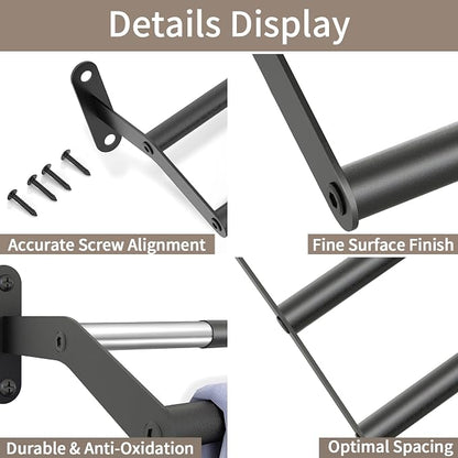 Double Towel Bar for Bathroom Wall 30 Inch Matte Black, Double Towel Racks for Bathroom Wall Mounted, Stainless Steel Bathroom Towel Holder Towel Hanger (Double Bar-Black, 30 in)