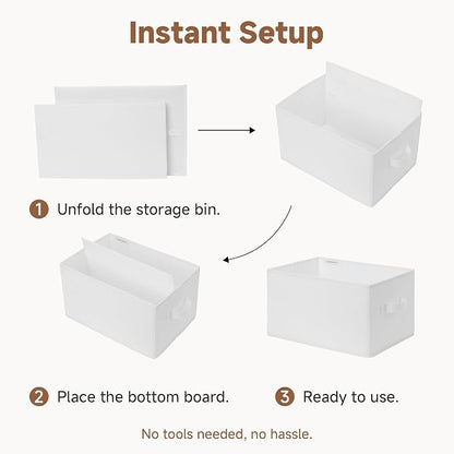 StorageWorks Collapsible Shelf Baskets, Storage Bins for Clothes, Closet Organization and Storage, White, 3-Pack, Large