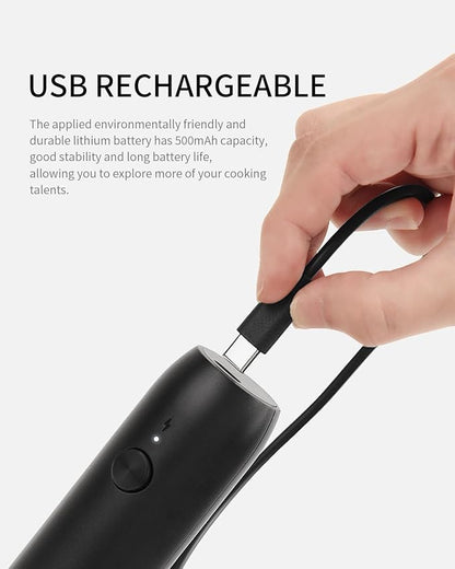 CIRCLE JOY Rechargeable Milk Frother Handheld with Stand, Double Coil Whisk Coffee Frother Wand Drink Mixer for Coffee, Cappuccino, Lattes, Frappe, Matcha and Hot Chocolate, Black