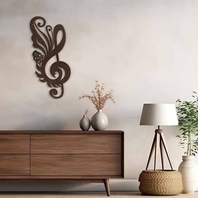 SIGNLEADER Metal Wall Art Decor Music Notes Modern Abstract Wall Sculpture Hangings Home Decoration for Living Room, Bedroom, Bathroom, Kitchen, Outdoor - 36" Bronze