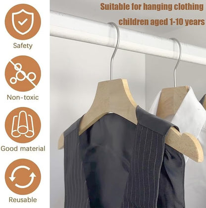 Natural 12.7" Ultra-Thin Wooden Children Closet Clothes Hangers 24PCS Wood Baby Kids Coat Hangers for Infant Toddler Newborn Jumpsuit Pants Skirts Jeans Space Saving Heavy Duty Durable Hangers