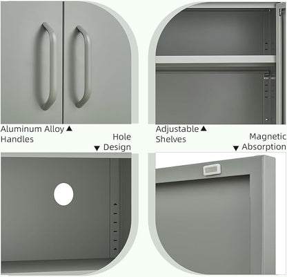 Metal Storage Cabinet,Short Locker Cabinet with Storage,Modern Cabinet for Bedroom,Classroom,Green